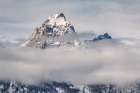 USA, Wyoming, Grand Teton National Park, Jackson. Grand Teton and Mount Owen above the clouds Art Print